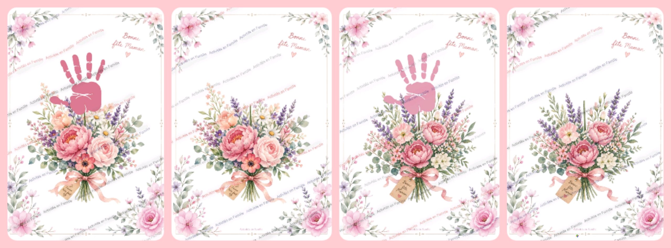 Cadeau Fête des Mères « Empreinte de main bouquet de fleurs »