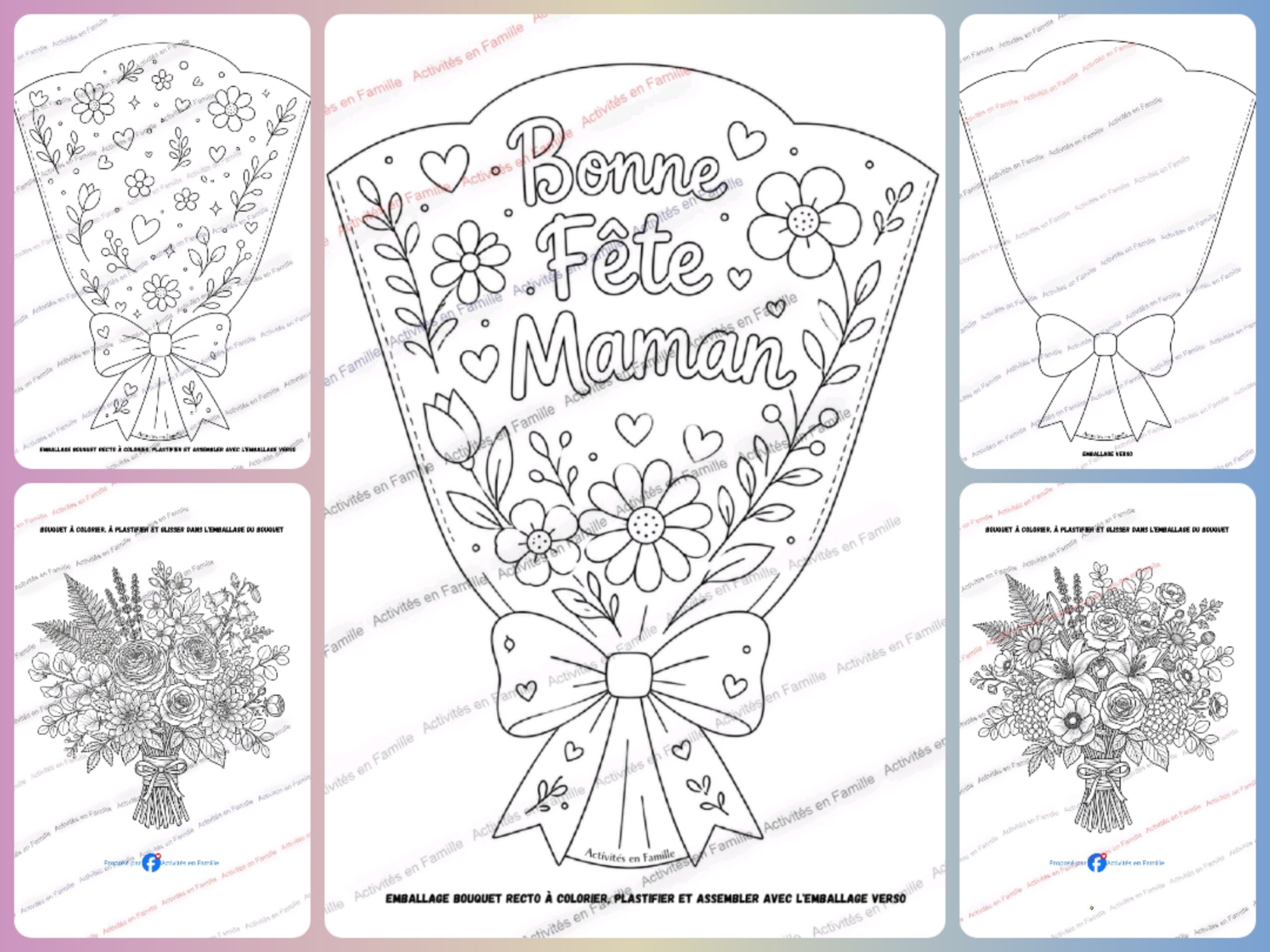 Cadeau à colorier « Bouquet de fleurs pour maman ! »