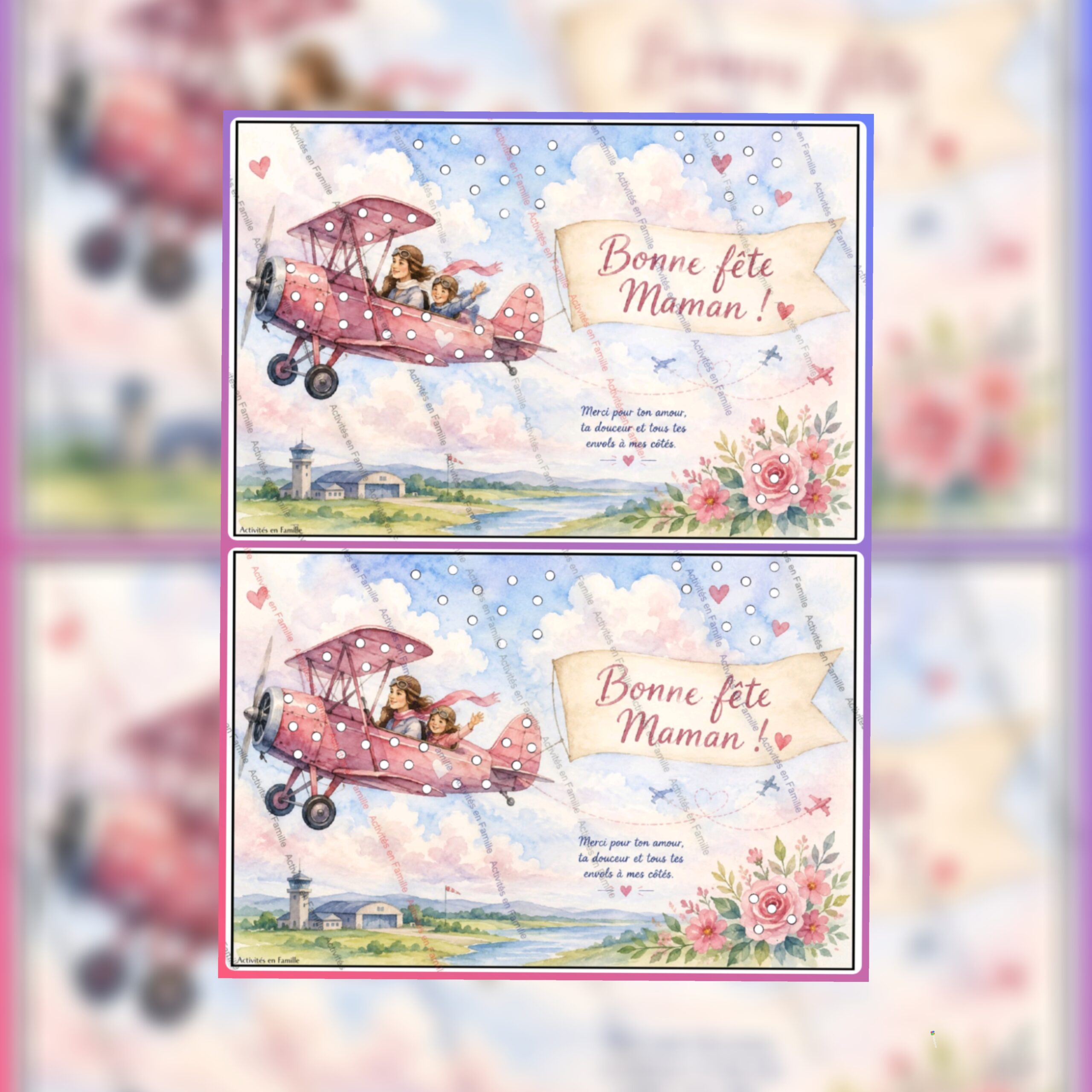 Cadeau Fête des mères thème Avion
