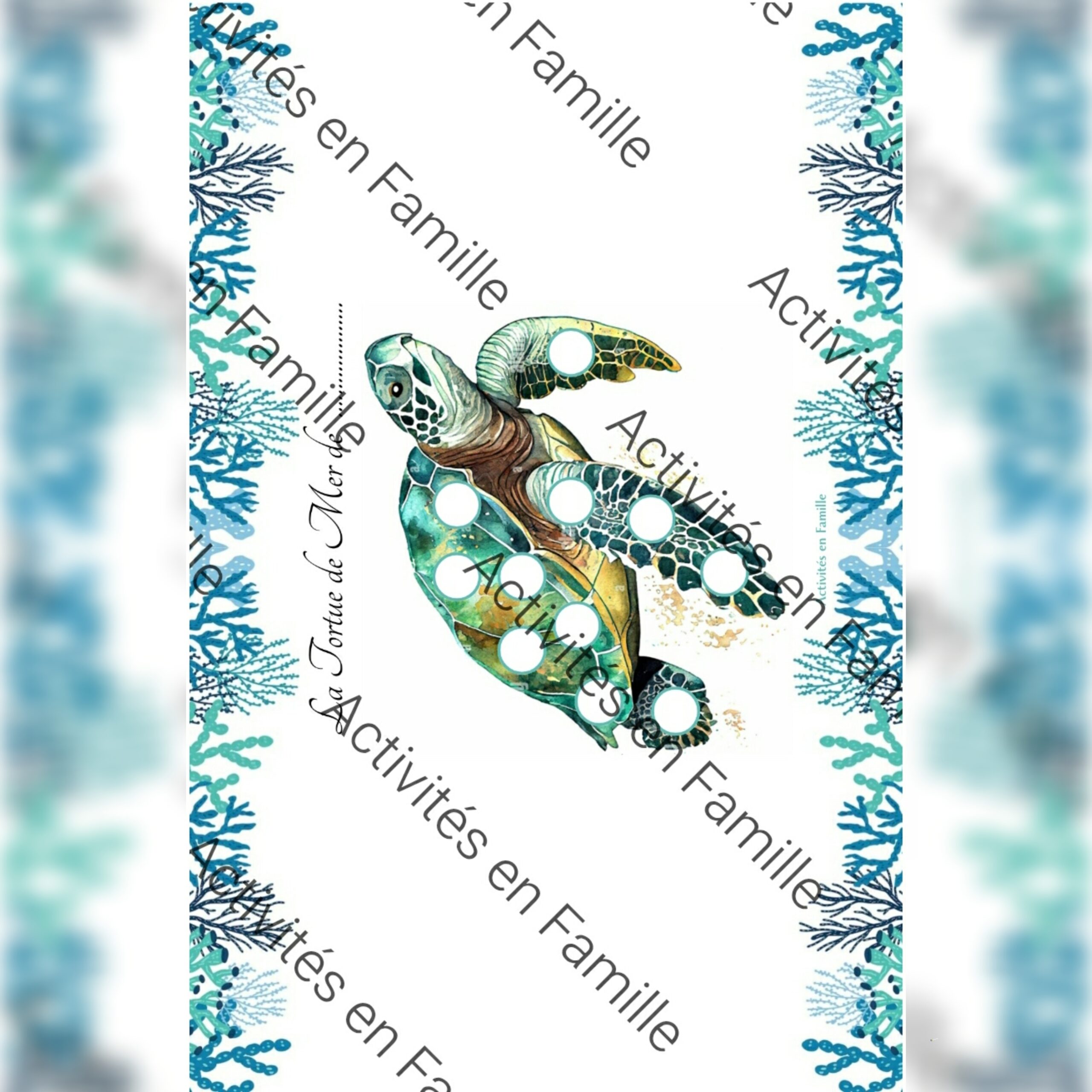 Activité Gommettes Tortue