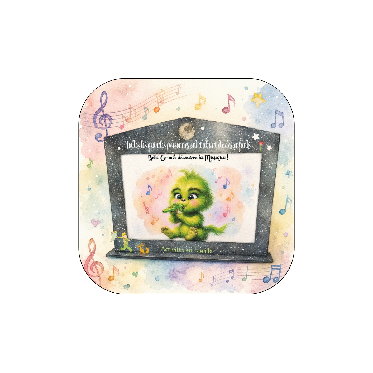Histoire Kamishibaï  » Bébé Grinch découvre la Musique »