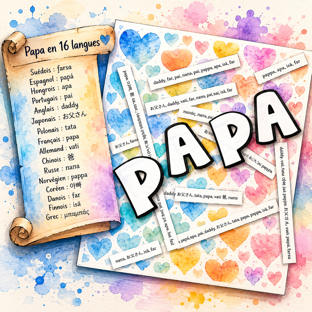 Cadeau Papa en 16 Langues