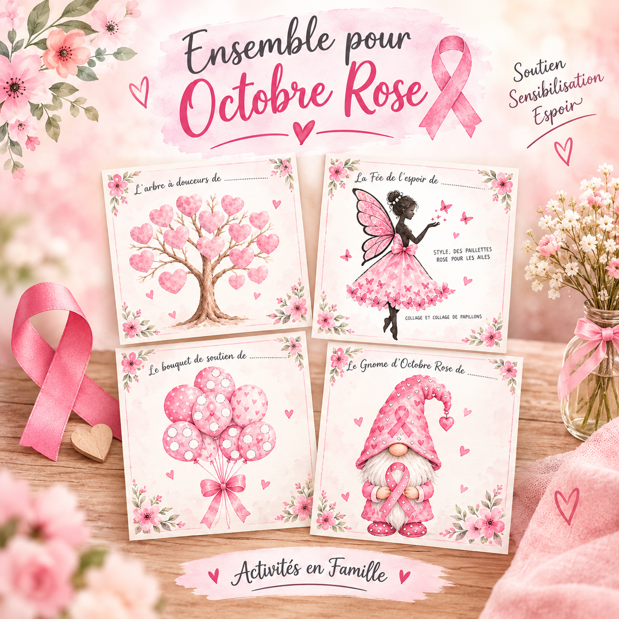 Octobre Rose : 4 fiches créatives & poétiques pour les enfants