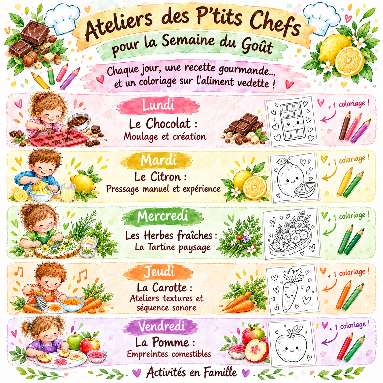Semaine du Goût : Ateliers des P’tits Chefs !
