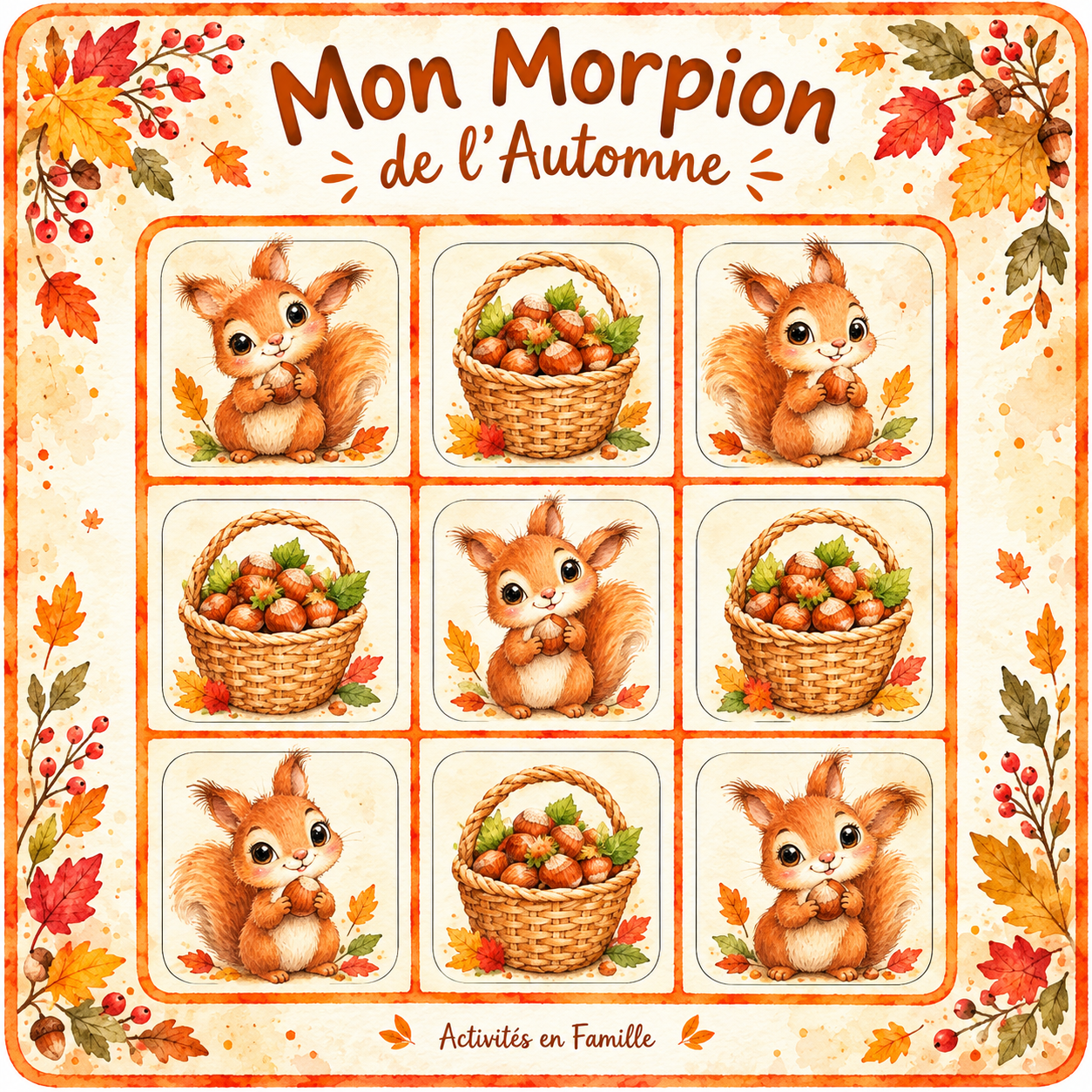 Mon Jeu Morpion de l’Automne à Imprimer